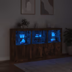vidaXL Sideboard with LED Lights Home Cupboard Side Cabinet Storage Highboard - smoked oak - Additional view 4