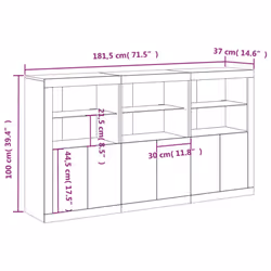 vidaXL Sideboard with LED Lights Home Cupboard Side Cabinet Storage Highboard - grey sonoma - Additional view 3