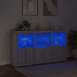 vidaXL Sideboard with LED Lights Home Cupboard Side Cabinet Storage Highboard - grey sonoma - Additional view 4