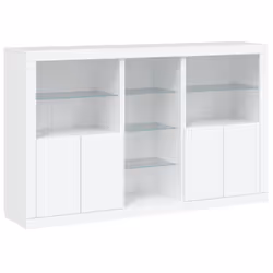 vidaXL Sideboard with LED Lights Home Cupboard Side Cabinet Storage Highboard - white - Additional view 2