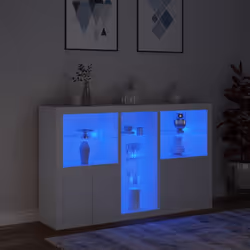 vidaXL Sideboard with LED Lights Home Cupboard Side Cabinet Storage Highboard - white - Additional view 4