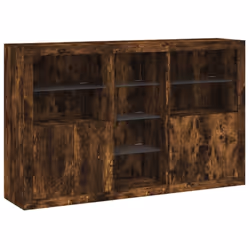 vidaXL Sideboard with LED Lights Home Cupboard Side Cabinet Storage Highboard - smoked oak - Additional view 2