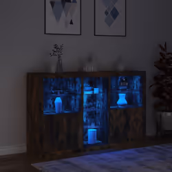 vidaXL Sideboard with LED Lights Home Cupboard Side Cabinet Storage Highboard - smoked oak - Additional view 4