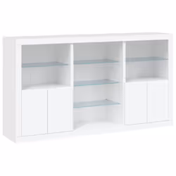 vidaXL Sideboard with LED Lights Home Cupboard Side Cabinet Storage Highboard - white - Additional view 2