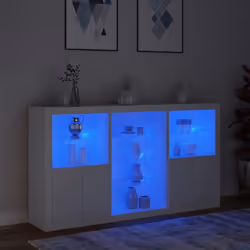 vidaXL Sideboard with LED Lights Home Cupboard Side Cabinet Storage Highboard - white - Additional view 4