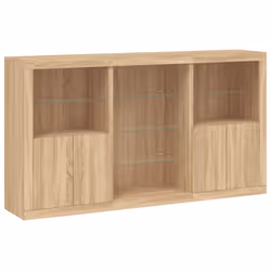 vidaXL Sideboard with LED Lights Home Cupboard Side Cabinet Storage Highboard - sonoma oak - Additional view 2