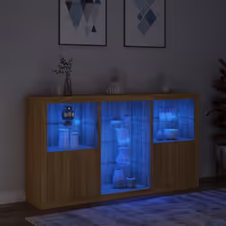 vidaXL Sideboard with LED Lights Home Cupboard Side Cabinet Storage Highboard - sonoma oak - Additional view 4