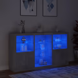 vidaXL Sideboard with LED Lights Home Cupboard Side Cabinet Storage Highboard - concrete grey - Additional view 4