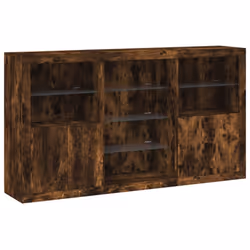 vidaXL Sideboard with LED Lights Home Cupboard Side Cabinet Storage Highboard - smoked oak - Additional view 2