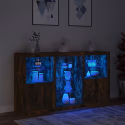 vidaXL Sideboard with LED Lights Home Cupboard Side Cabinet Storage Highboard - smoked oak - Additional view 4