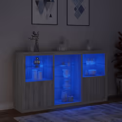 vidaXL Sideboard with LED Lights Home Cupboard Side Cabinet Storage Highboard - grey sonoma - Additional view 4