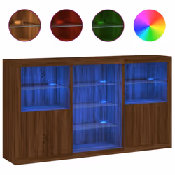 vidaXL Sideboard with LED Lights Home Cupboard Side Cabinet Storage Highboard - brown oak