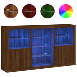 vidaXL Sideboard with LED Lights Home Cupboard Side Cabinet Storage Highboard - brown oak