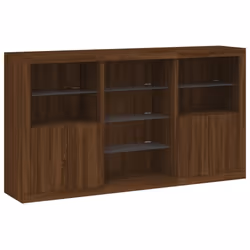 vidaXL Sideboard with LED Lights Home Cupboard Side Cabinet Storage Highboard - brown oak