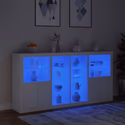 vidaXL Sideboard with LED Lights Home Cupboard Side Cabinet Storage Highboard - white - Additional view 4