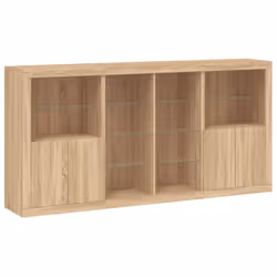 vidaXL Sideboard with LED Lights Home Cupboard Side Cabinet Storage Highboard - sonoma oak - Additional view 2
