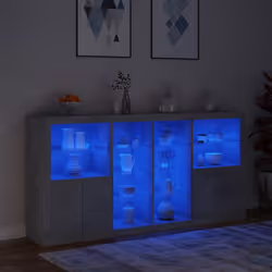 vidaXL Sideboard with LED Lights Home Cupboard Side Cabinet Storage Highboard - concrete grey - Additional view 4