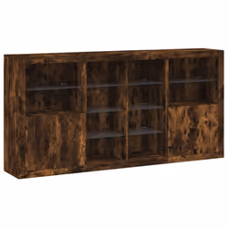vidaXL Sideboard with LED Lights Home Cupboard Side Cabinet Storage Highboard - smoked oak - Additional view 2