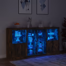 vidaXL Sideboard with LED Lights Home Cupboard Side Cabinet Storage Highboard - smoked oak - Additional view 4