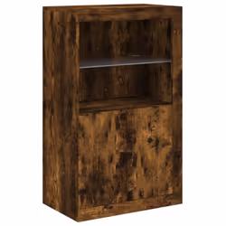 vidaXL Sideboard with LED Lights Home Cupboard Side Cabinet Storage Highboard - smoked oak - Additional view 9