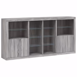 vidaXL Sideboard with LED Lights Home Cupboard Side Cabinet Storage Highboard - grey sonoma - Additional view 2