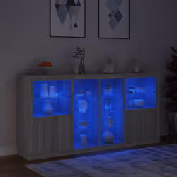 vidaXL Sideboard with LED Lights Home Cupboard Side Cabinet Storage Highboard - grey sonoma - Additional view 4