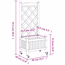 vidaXL Planter with Trellis Raised Bed Garden Planter Brown Solid Wood Fir - grey, 40 x 30 x 97.5 cm - Additional view 8