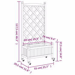 vidaXL Planter with Trellis Raised Bed Garden Planter Brown Solid Wood Fir - black, 55 x 29.5 x 117.5 cm - Additional view 3