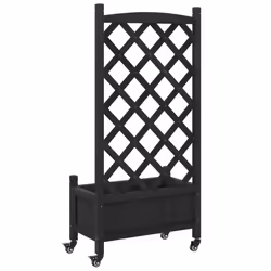 vidaXL Planter with Trellis Raised Bed Garden Planter Brown Solid Wood Fir - black, 55 x 29.5 x 117.5 cm - Additional view 5