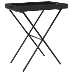 vidaXL Folding Tray Table Hall TV Dinner Tray Serving Side Table Poly Rattan - black