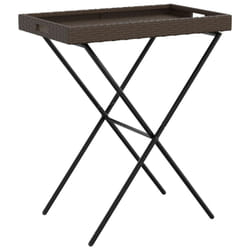 vidaXL Folding Tray Table TV Dinner Tray Serving Side Table Brown Poly Rattan