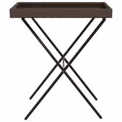 vidaXL Folding Tray Table TV Dinner Tray Serving Side Table Brown Poly Rattan - Additional view 4
