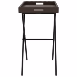 vidaXL Folding Tray Table TV Dinner Tray Serving Side Table Brown Poly Rattan - Additional view 5
