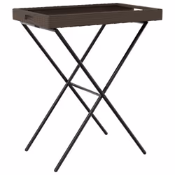 vidaXL Folding Tray Table TV Dinner Tray Serving Side Table Brown Poly Rattan - Additional view 6