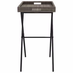 vidaXL Folding Tray Table Hall TV Dinner Tray Serving Side Table Poly Rattan - grey - Additional view 5