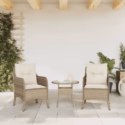 VidaXL 365148 outdoor chair Terrace Padded seat Polyrattan, Steel Cream, White - Additional view 3