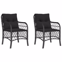 VidaXL 365153, Terrace, Padded seat, Polyrattan, Steel, Black, 110 kg, 585 mm