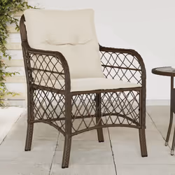 VidaXL 365154 outdoor chair Terrace Padded seat Polyrattan, Steel Cream, White