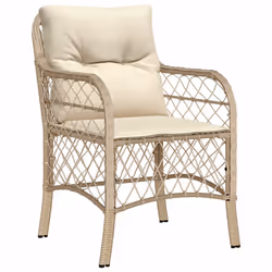 VidaXL 365156 outdoor chair Terrace Padded seat Polyrattan, Steel Cream, White - Additional view 4