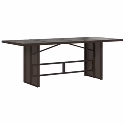 vidaXL Garden Table with Glass Top Patio Outdoor Dining Table Poly Rattan - brown, glass - Additional view 4