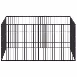 vidaXL Dog Playpen 8 Panels Dog Kennel Pet Dog Crate Black Galvanised Steel - Additional view 4