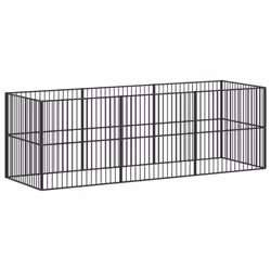 vidaXL Dog Playpen 8 Panels Dog Kennel Pet Dog Crate Black Galvanised Steel - Additional view 6