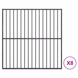 vidaXL Dog Playpen 8 Panels Dog Kennel Pet Dog Crate Black Galvanised Steel - Additional view 8