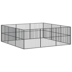 vidaXL Dog Playpen 12 Panels Dog Kennel Pet Dog Crate Black Galvanised Steel