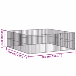 vidaXL Dog Playpen 12 Panels Dog Kennel Pet Dog Crate Black Galvanised Steel