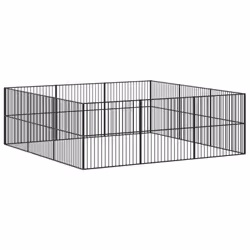 vidaXL Dog Playpen 12 Panels Dog Kennel Pet Dog Crate Black Galvanised Steel - Additional view 5