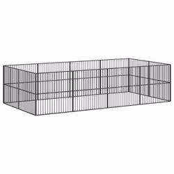 vidaXL Dog Playpen 12 Panels Dog Kennel Pet Dog Crate Black Galvanised Steel - Additional view 6