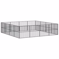 vidaXL Dog Playpen 16 Panels Dog Kennel Pet Dog Crate Black Galvanised Steel