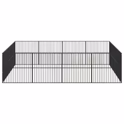 vidaXL Dog Playpen 16 Panels Dog Kennel Pet Dog Crate Black Galvanised Steel - Additional view 4