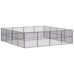 vidaXL Dog Playpen 16 Panels Dog Kennel Pet Dog Crate Black Galvanised Steel - Additional view 5